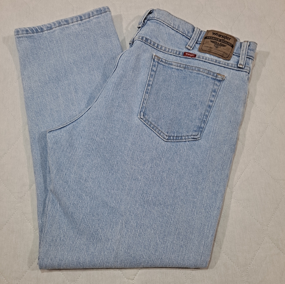 Wrangler Premium Quality Jeans Men's 38x29 Blue Stretch Denim Straight 5-Pocket